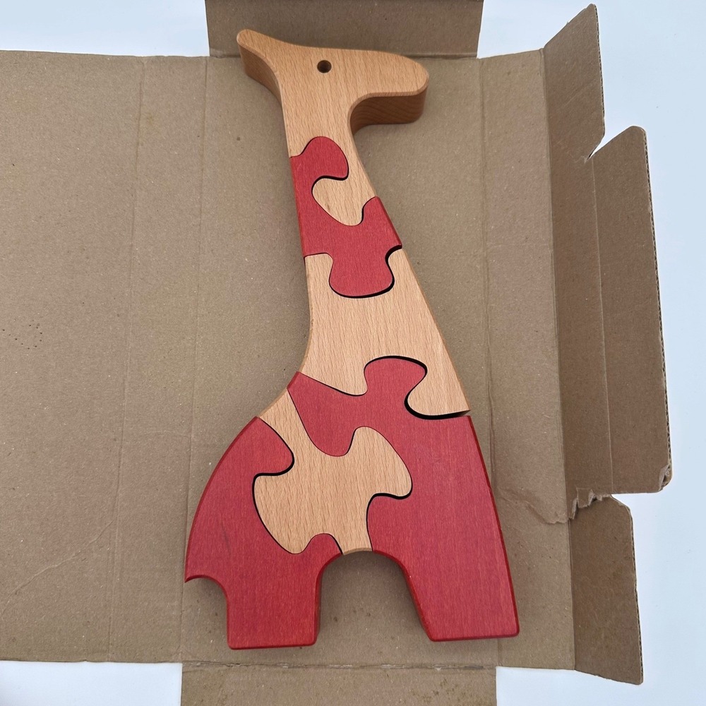Vintage 1970 Antonio Vitali Wooden Giraffe Puzzle VIT-0002 Switzerland Boxed